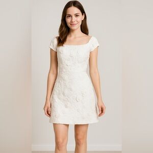 Gianni Bini Timeless White Threaded Floral Off Shoulder Dress Size 6